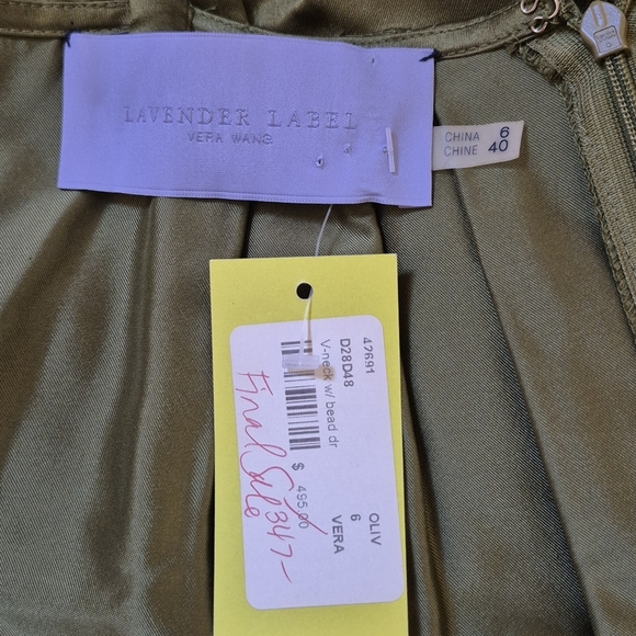 Vera Wang Olive Green Dress with Black Accents - Picture 4 of 8